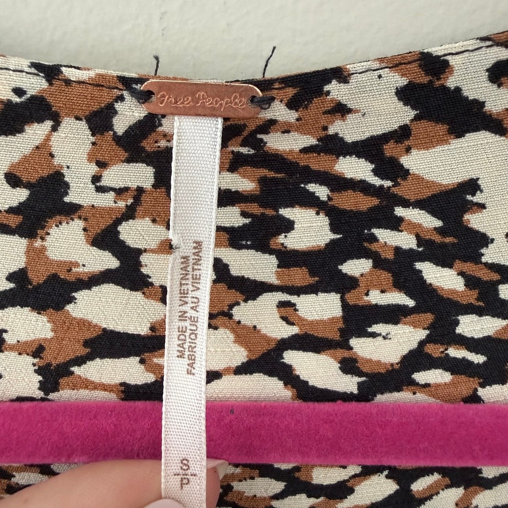 Free People Animal Print Wrap Mini Dress Flutter Sleeve Tie Waist - Picture 3 of 5